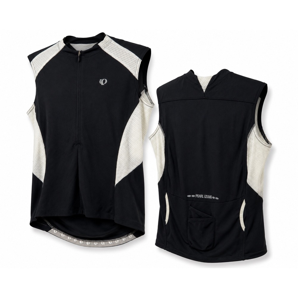 Pearl Izumi Womens Pro SL 3/4 Zip Cycling Jersey Black White Sleeveless 0845 LG
